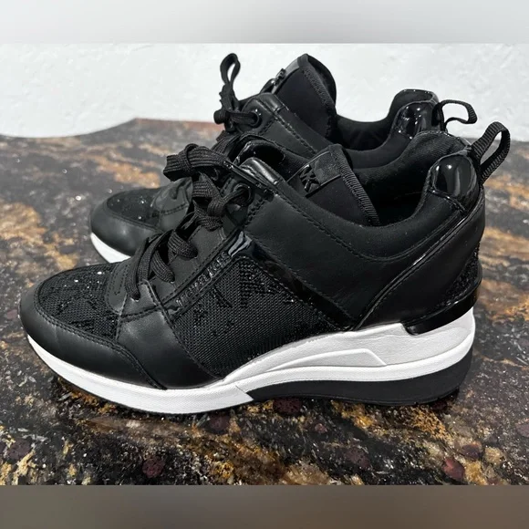 Michael Kors Black and White Lace-Up Sneakers - Picture 2 of 11